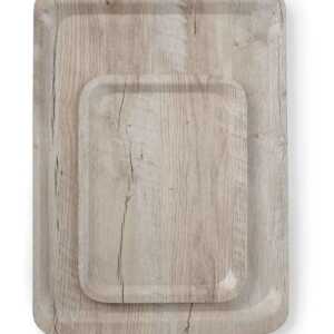 Tabuleiro para servir em melamina com padrão de madeira, Madeira clara, 240x340mm