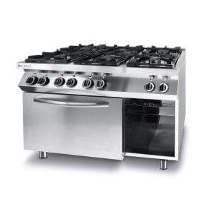 Fogão a gás  com 6 bicos e forno elétrico de convecção GN 1/1, 230V/3000W, 28,5kW, 1200x722x(H)900mm