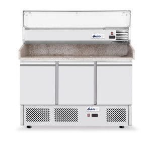 Bancada frigorífica com expositor frigorífico 380+40L, para preparação de pizas, 254L, 230V/400W, 1400x700x(H)1491mm