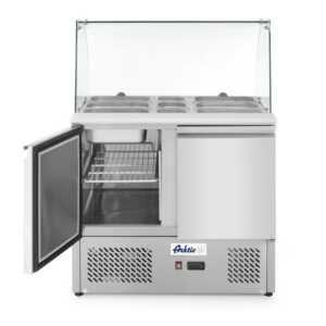 Bancada frigorífica para ingredientes de duas portas com expositor em vidro 300 L, 230V/310W, 912x702x(H)1330mm