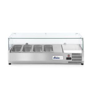 Vitrina expositora refrigerada GN 1/3, 4x GN 1/3, 230V/180W, 1208x400x(H)456mm