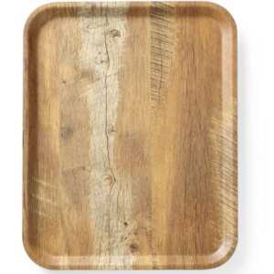 Tabuleiro para servir em melamina com padrão de madeira, Madeira, 330x430mm