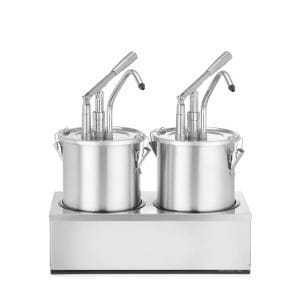 Conjunto de 2 recipientes para molhos em aço inoxidável com dispensador, 9L, 400x200x(H)440mm