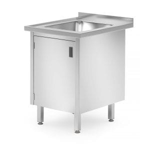 Mesa de Lavatório com armário de porta com dobradiças - soldado, 1 cuba, profundidade: 700 mm, 600x700x(H)850mm