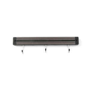 Íman para facas com ganchos, 3 ganchos, Preto, (L)340mm