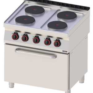 Fogão elétrico 4 bocas com forno elétrico ventilado GN 1/1 80