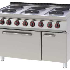 Fogão elétrico 6 bocas com forno elétrico estático GN 2/1 120