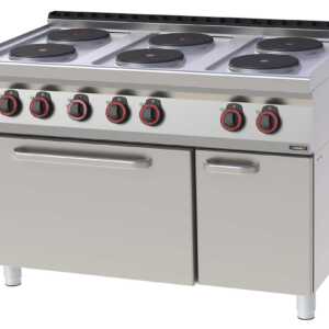 Fogão elétrico 6 bocas com forno elétrico ventilado GN 1/1 120