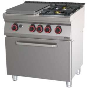 Fogão a gás 2 bocas + 1 placa com forno a gás GN 2/1 HP 80