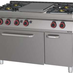 Fogão a gás 4 bocas + 1 placa com forno a gás GN 1/1 120