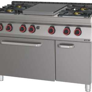 Fogão a gás 4 bocas + 1 placa com forno elétrico estático GN 2/1 HP 120