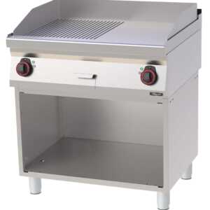 Placa de grelhar em ferro fundido estriada e lisa com base 80