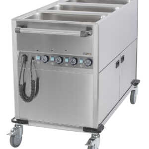 Carrinho de banho-maria para uso com água 3xGN 1/1 com base de aquecimento vertical