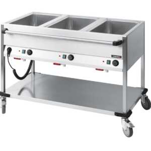Carrinho de banho-maria para uso com água 3 x GN 1/1