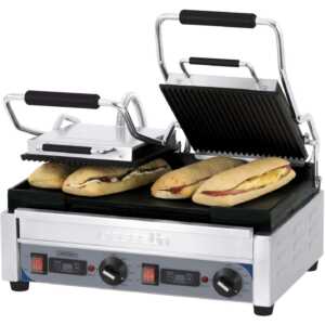 Grelhador Panini duplo Premium placas Estriada-Lisa com temporizador