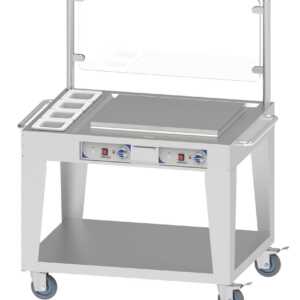 Carrinho móvel com placa de grelhar