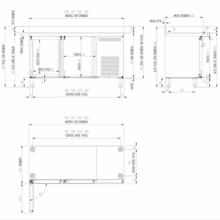 250L – Hotelequip.pt com borda dianteira curva e proteção traseira sanitária de 100 mm.