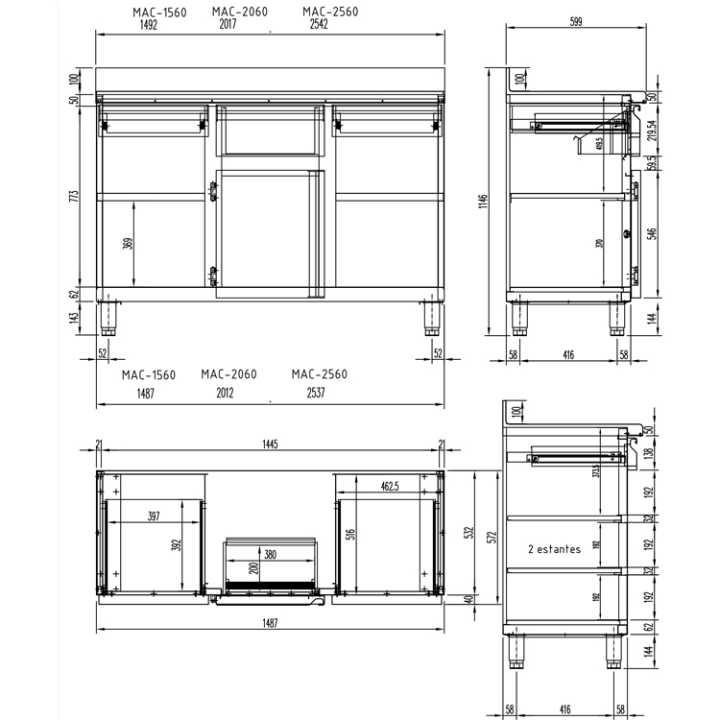 10392 mesas de estante para cafeteria e mesas refrigeradas de balcão