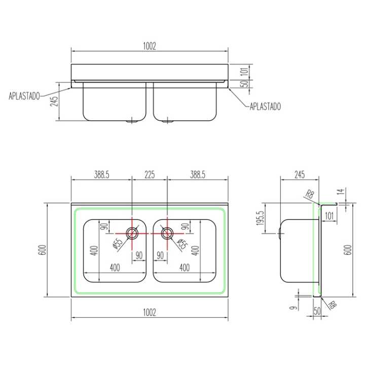 10713 Fabricadas completamente em aço inoxidável AISI-