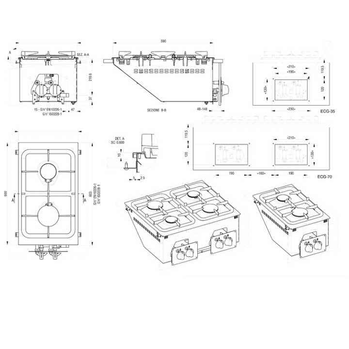 4 Queimadores equipada com uma grelha robusta em ferro fundido que permite passar de uma fogueira para a outra.