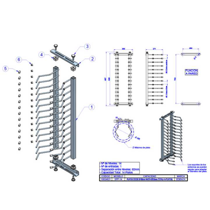 300 x 250 x 880mm – SPP – Hotelequip.pt Tamanho reduzido para fácil posicionamento.