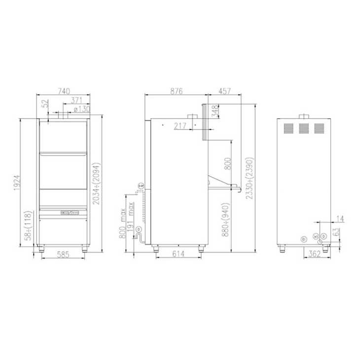 400V Construído com parede dupla e isolamento interno que reduz a dispersão térmica e diminui a