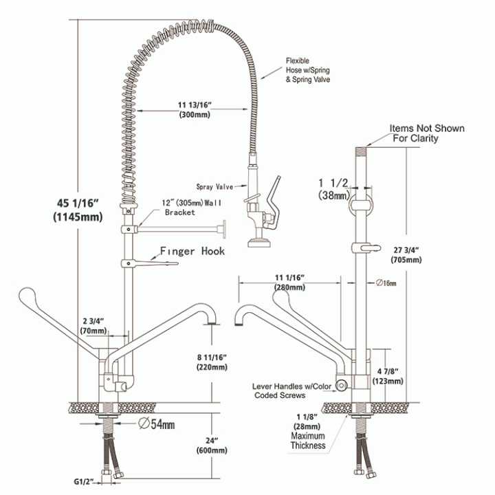 2 águas com cano Providas de mola de aço inoxidável e equipadas c