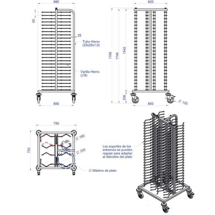 754 x 754 x 1800mm – CPP-100 – Hotelequip.pt totalmente soldada.