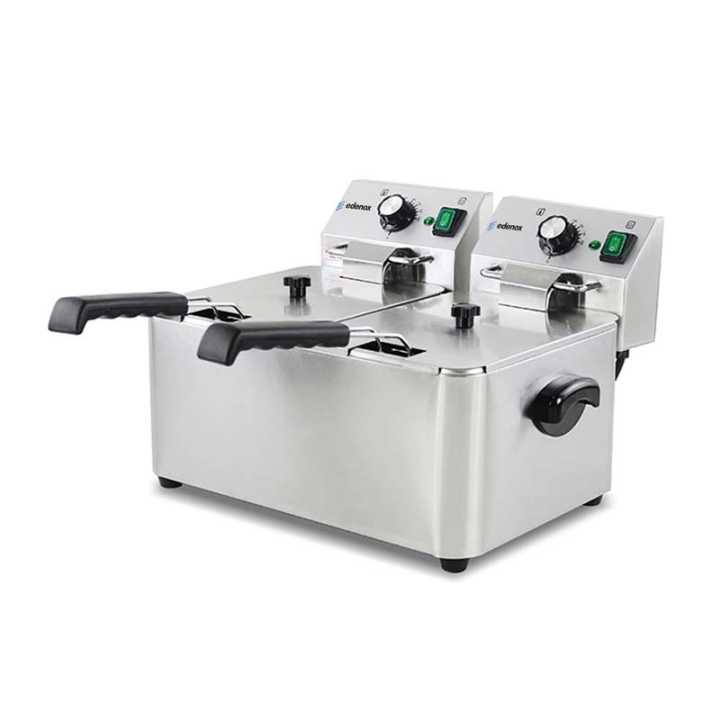 Fritadeira Elétrica Dupla 4 + 4 litros - Hotelequip.pt Fritadeiras feitas de aço inoxidável.