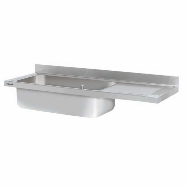 Bancada com lavatório e escorredor na direita 1600 - Hotelequip.pt Encimera com profundidade de 700 mm com pias