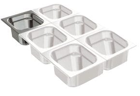 <p>O sistema de recipientes Gastronorm edenox é baseado nos modelos de Dimensões GN 2/1 (650 x 530 mm) e GN 1/1 (530 x 325 mm).</p>