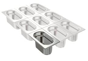 <p>O sistema de recipientes Gastronorm edenox é baseado nos modelos de Dimensões GN 2/1 (650 x 530 mm) e GN 1/1 (530 x 325 mm).</p>