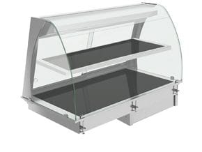 <p>Vitrina curva quente com portas de correr traseiras.</p>