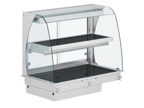 <p>Vitrina curva quente com portas de correr traseiras.</p>