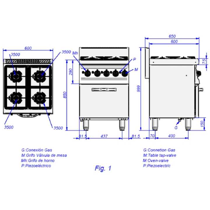 2kW – Hotelequip.pt Panela de alta potência com 4 queimadores.