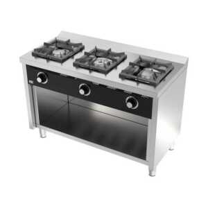 Fogão a gás 3 queimadores 600 com móvel C3F600E -Hotelequip.pt