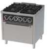 Fogão a gás 4 queimadores 750 + forno eléctrico C4F750HE -Hotelequip.pt