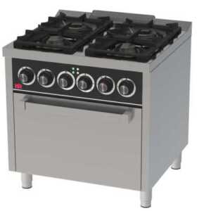 Fogão a gás 4 queimadores 750 + forno eléctrico C4F750HE -Hotelequip.pt