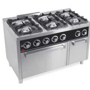 Fogão a gás 6 queimadores + forno C6F750H -Hotelequip.pt