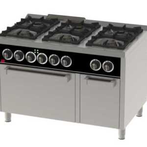 Fogão a gás 6 queimadores + com forno eléctrico C6F750HE -Hotelequip.pt
