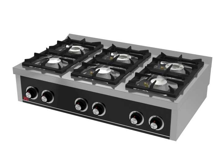 Fogão a gás de bancada 6 queimadores C6F750S -Hotelequip.pt Fogão a gás de bancada 6 queimadores C6F750S -Hotelequip.pt