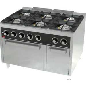 Fogão a gás 6 queimadores + forno C6F900H -Hotelequip.pt