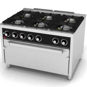 Fogão a gás 6 queimadores + forno maxi C6F900HM -Hotelequip.pt