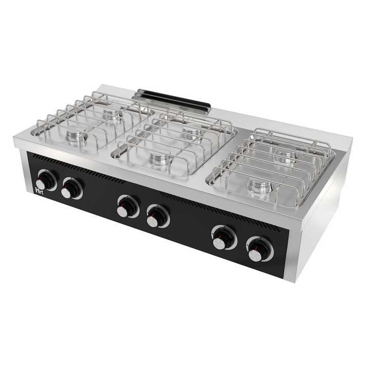 Fogão a gás de bancada 6 queimadores CB6F600S -Hotelequip.pt Fogão a gás de bancada 6 queimadores CB6F600S -Hotelequip.pt