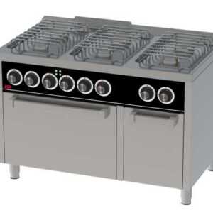 Fogão a gás 6 queimadores+ forno elétrico CB6F750HE -Hotelequip.pt