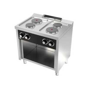 Fogão eléctrico com 4 placas e móvel  -Hotelequip.pt