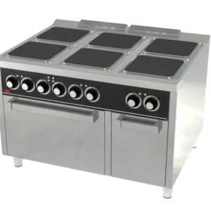 Fogão eléctrico + forno 6 placas   -Hotelequip.pt