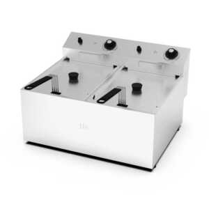 Fritadeira eléctrica trifásica 10l+10l 9kw sem torneira 2 cubas
