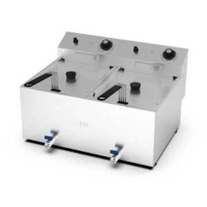 Fritadeira eléctrica trifásica 2 cubas de 8l com torneira FD8L8LTRIFC