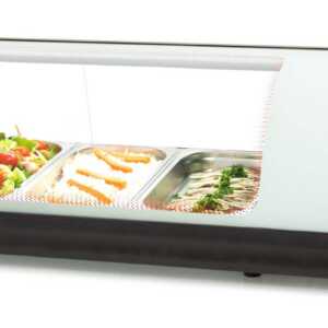 Vitrina expositora refrigerada 4 bandejas GN1/3 branco 4VTG-BL